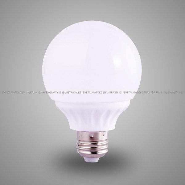 Декоративная круглая лампочка пластиковая белая G80 E27 LED 9+9W Пластиковый корпус
