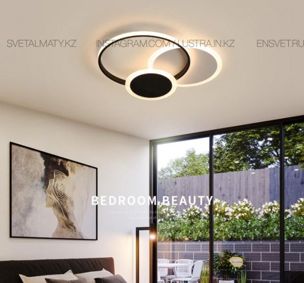 Современный потолочный светодиодный светильник, диаметром 50см, цвет белый+черный.